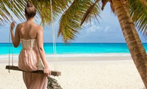 beach, woman, sea